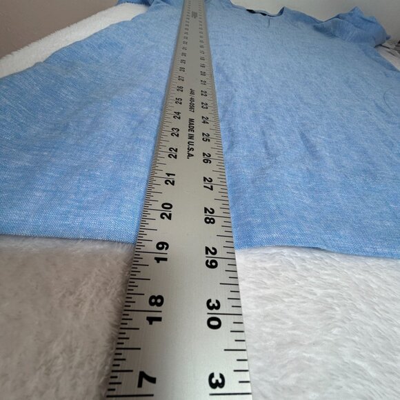 Lands' End Womens Blue Linen Blend Split Neck 3/4 Sleeve Tunic Top Medium NWD - Picture 10 of 10